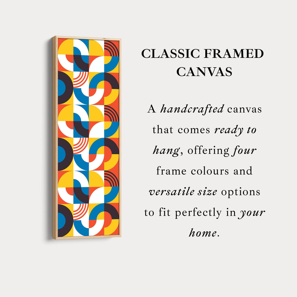 Retro Colorful Pattern Vertical Framed Canvas Wall Art for Living Room or Bedroom