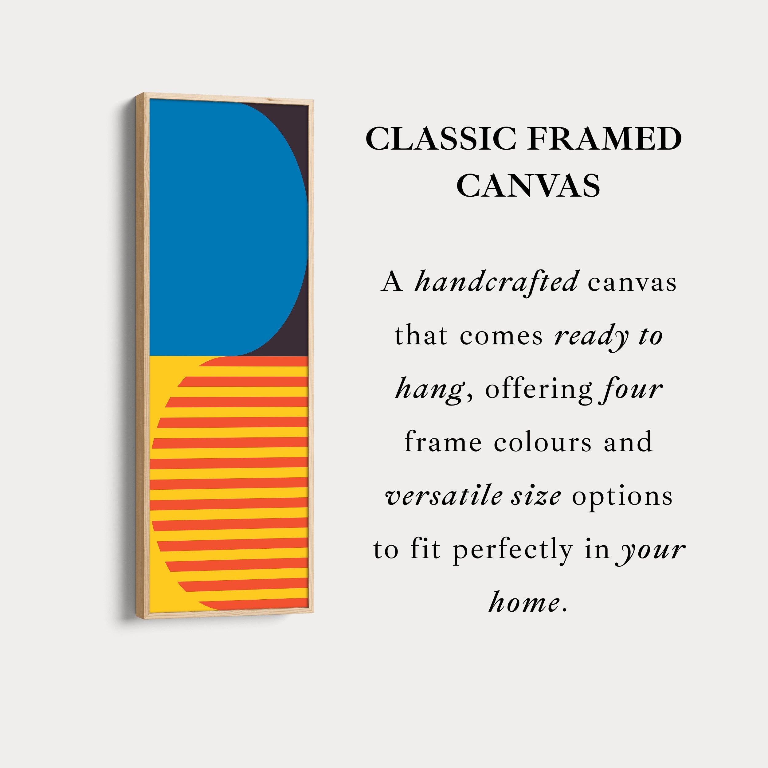 Minimalist Sun Stripes Vertical Framed Canvas Wall Art for Bedroom or Hallway