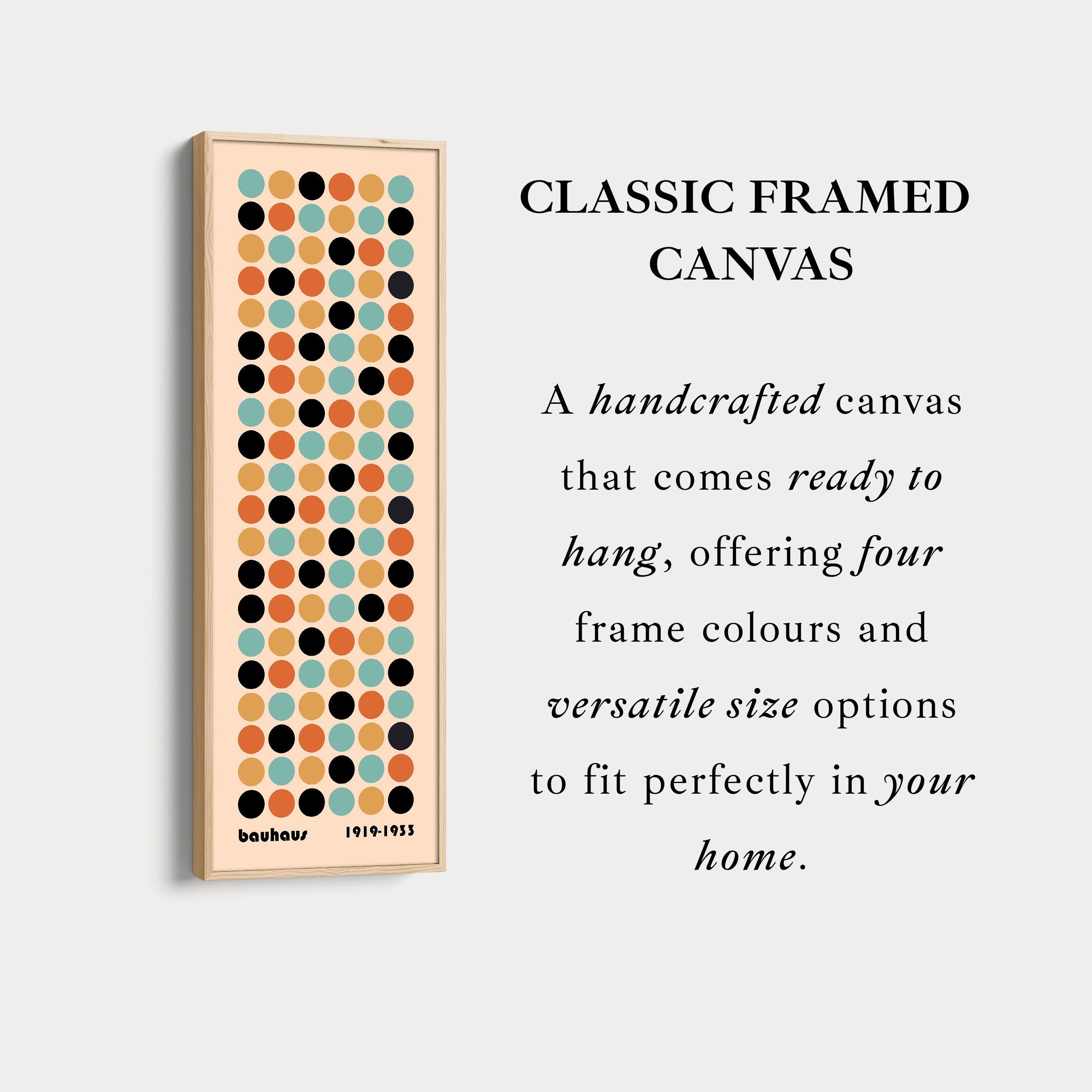 Vertical Framed Canvas Geometric Bauhaus Tall Wall Art For Office
