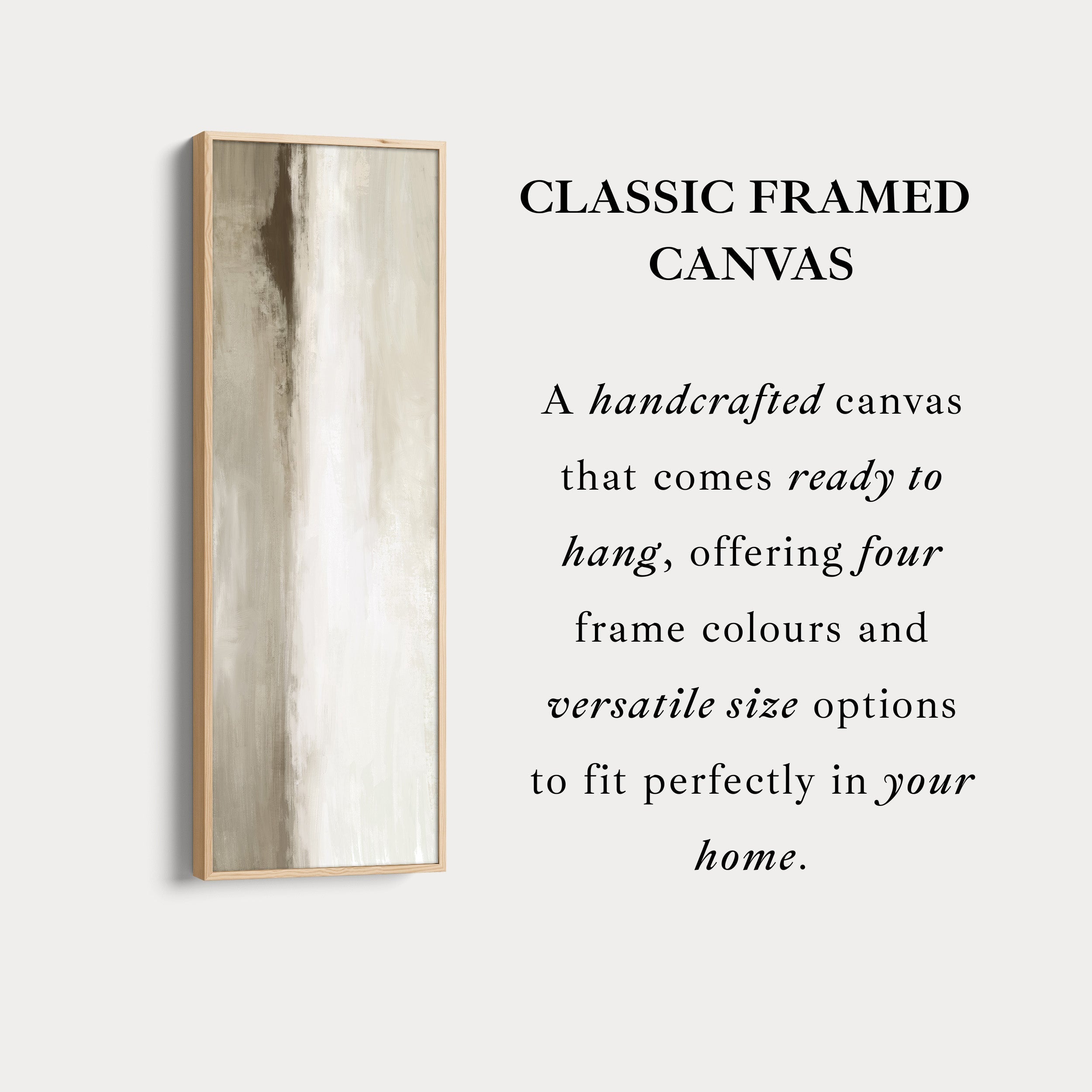 Thin Wall Art Beige Long Vertical Canvas For Hallway