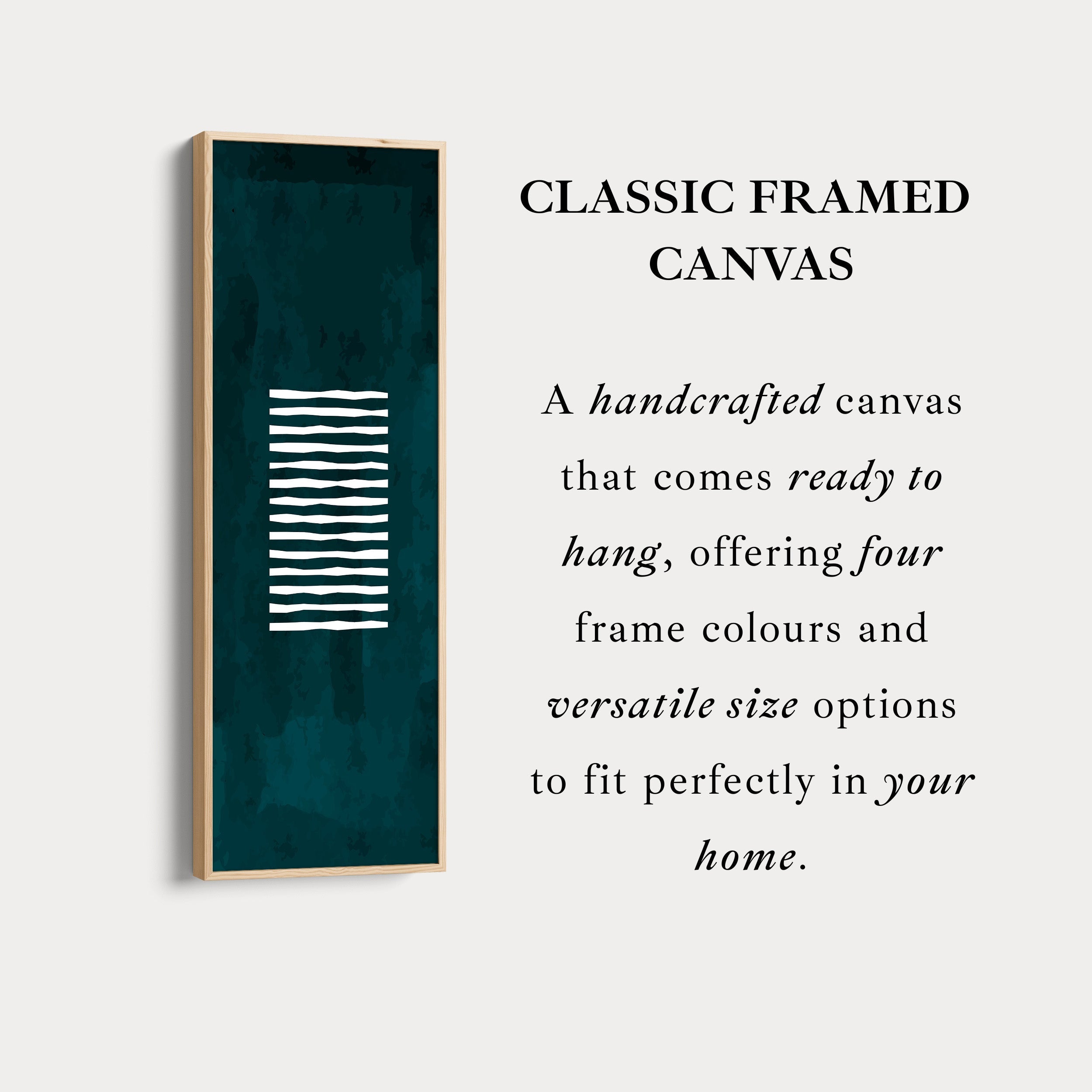 Skinny Wall Art Green White Vertical Framed Canvas For Hallway