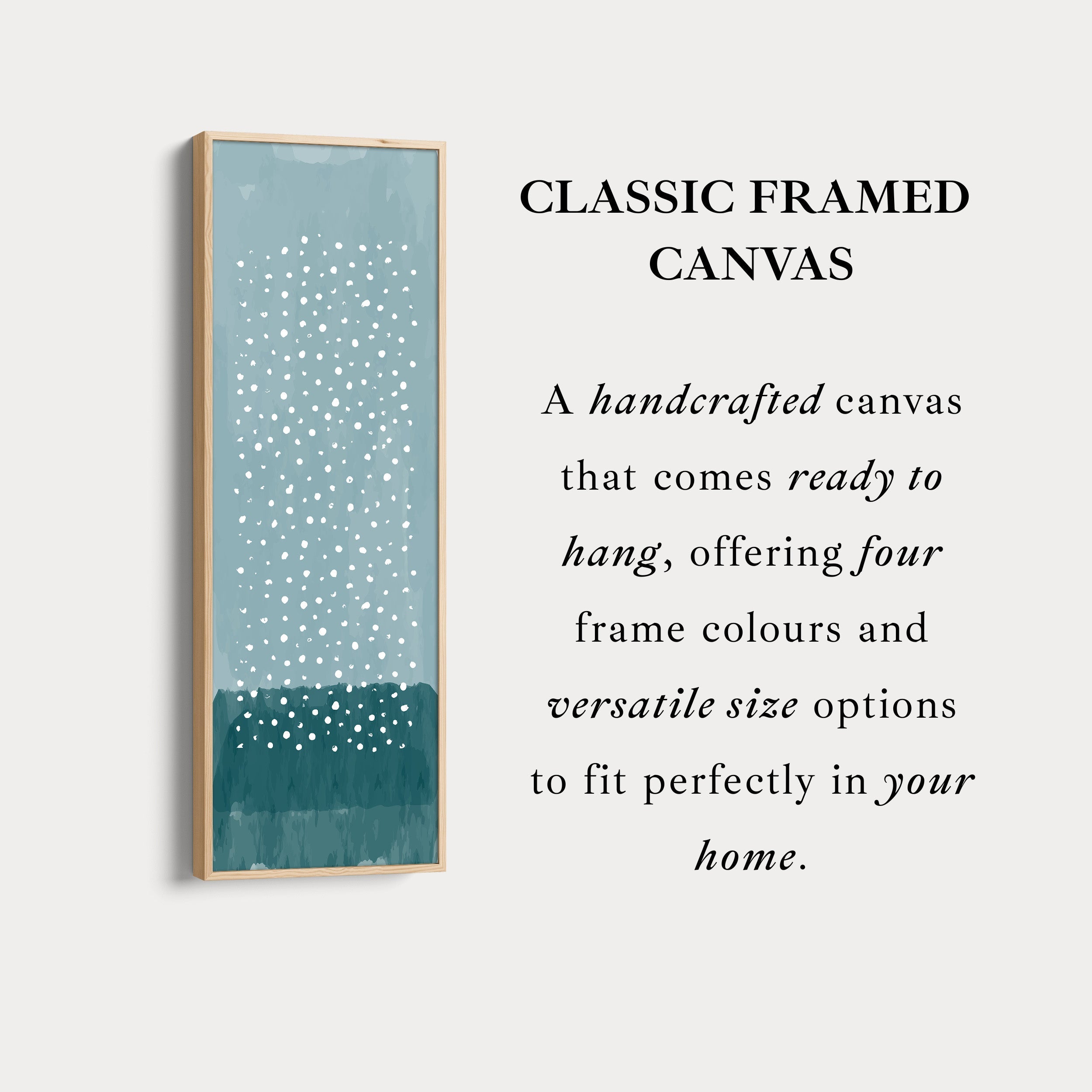 Vertical Framed Canvas Blue Dots Tall Canvas Wall Art For Bedroom