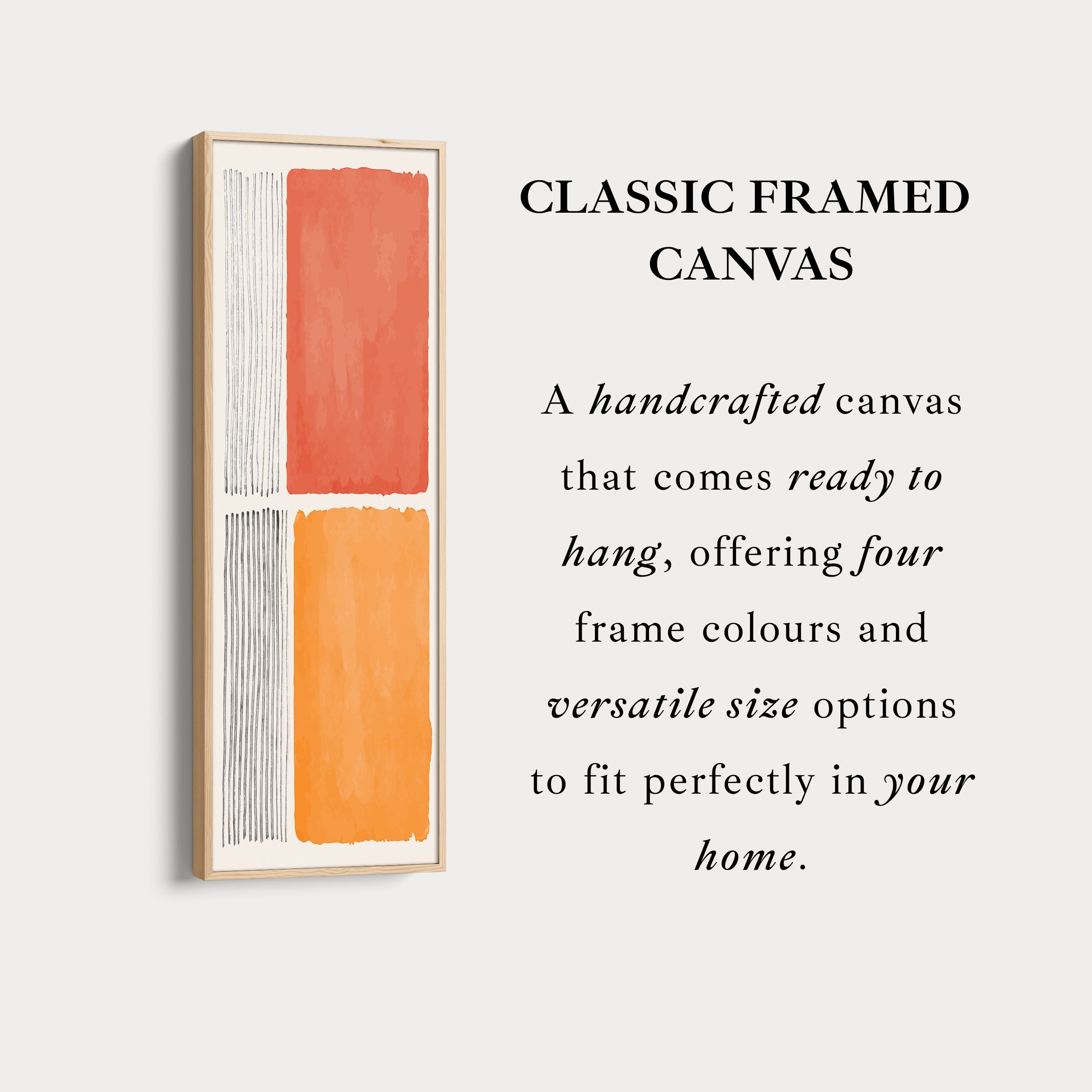 Tall Canvas Wall Art Orange And Neutral Minimal Blocks