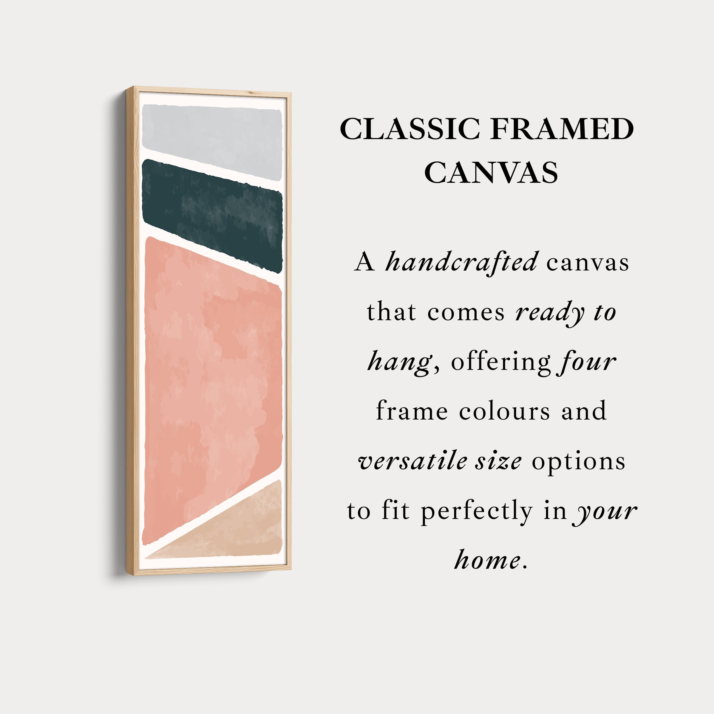 Tall Modern Abstract Wall Art Blue And Blush For Living Room