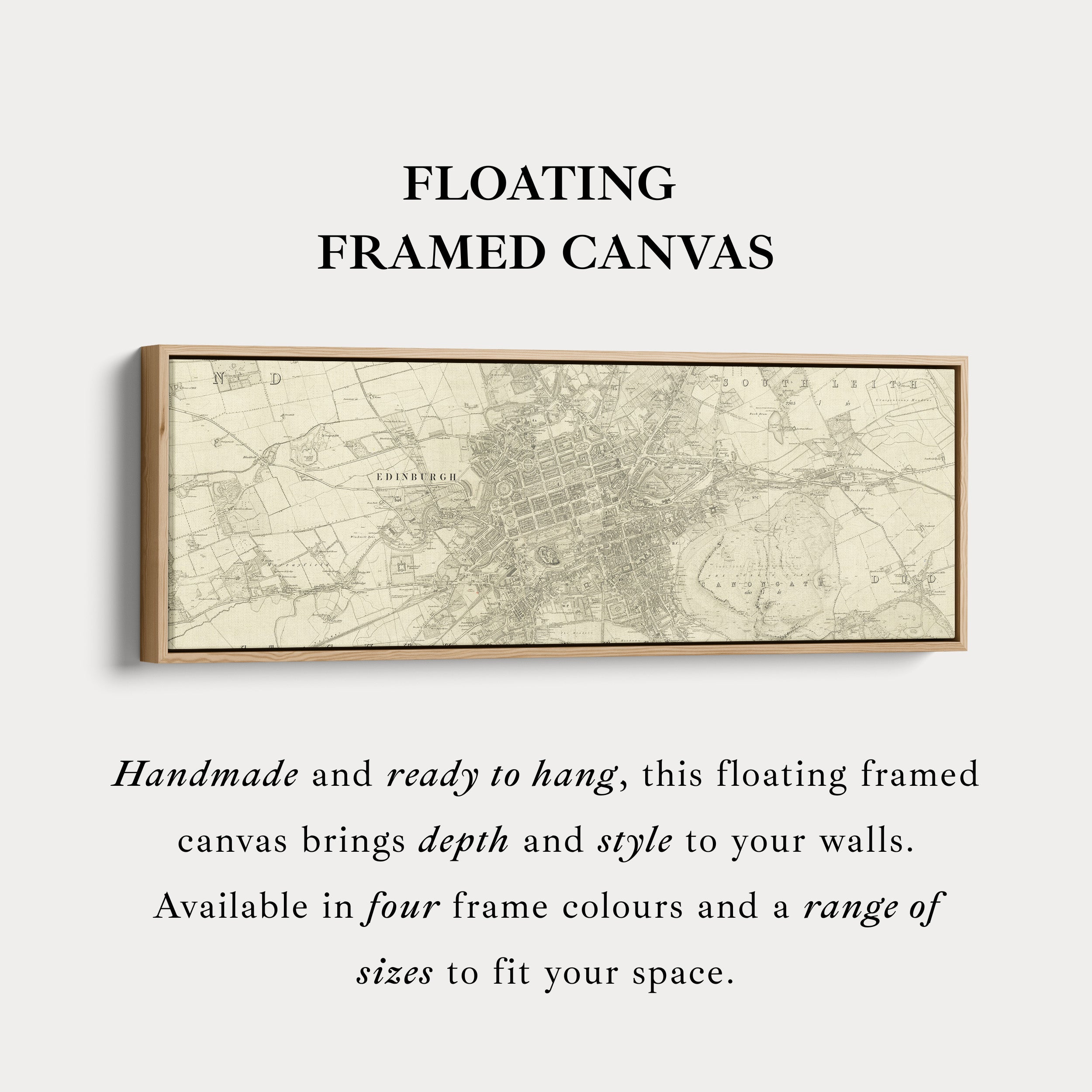 Edinburgh 1853 Map Long Narrow Canvas Wide Wall Art For Bedroom Or Hallway