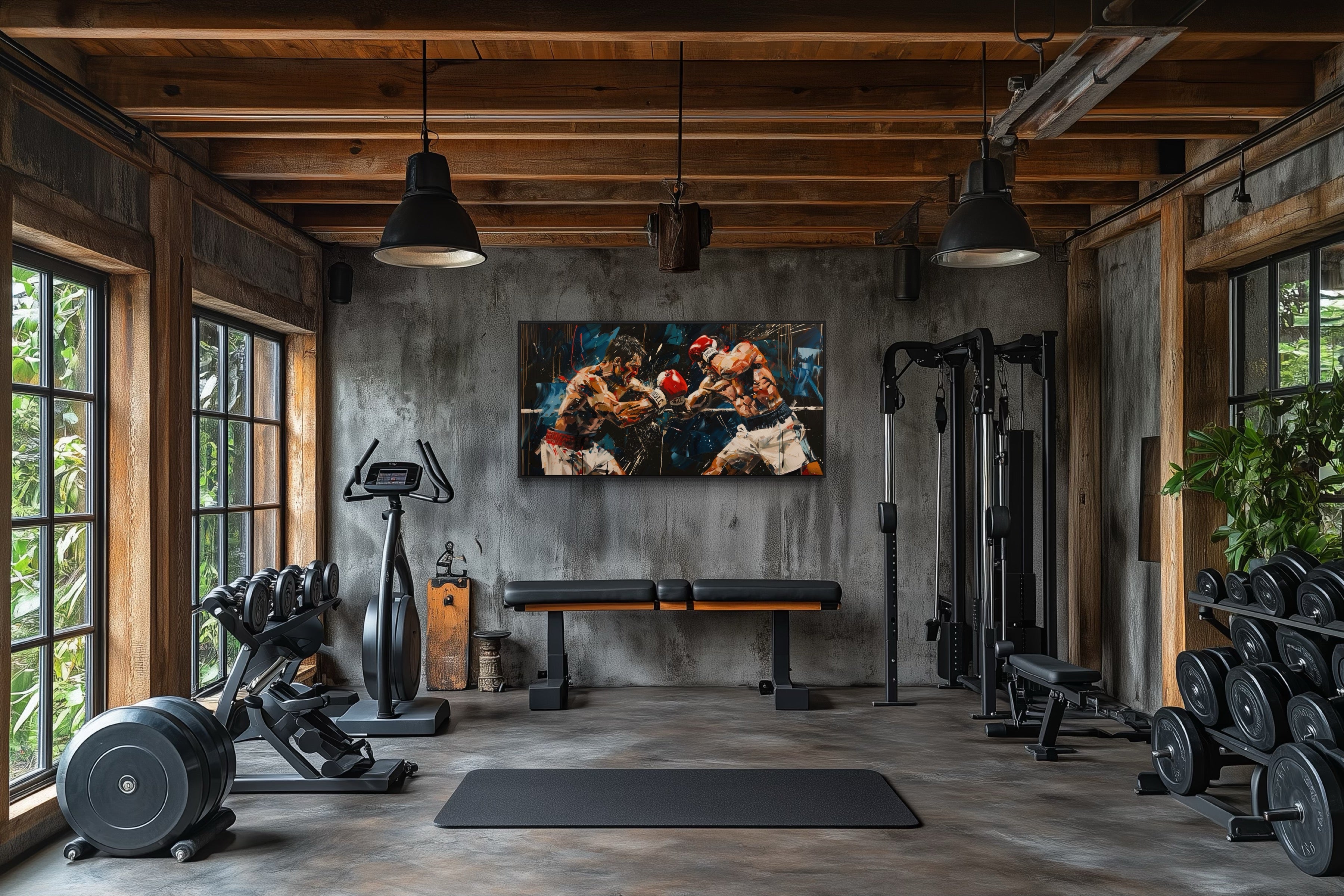 Abstract Graffiti Boxing Match Framed Canvas Wall Art