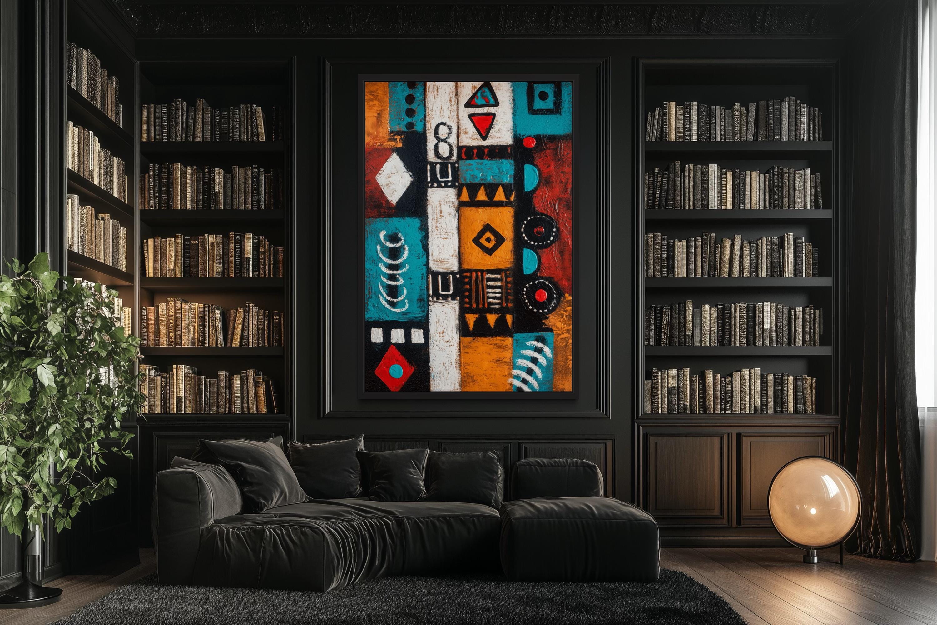 Abstract Tribal Geometric Symbols Painting African Wall Art