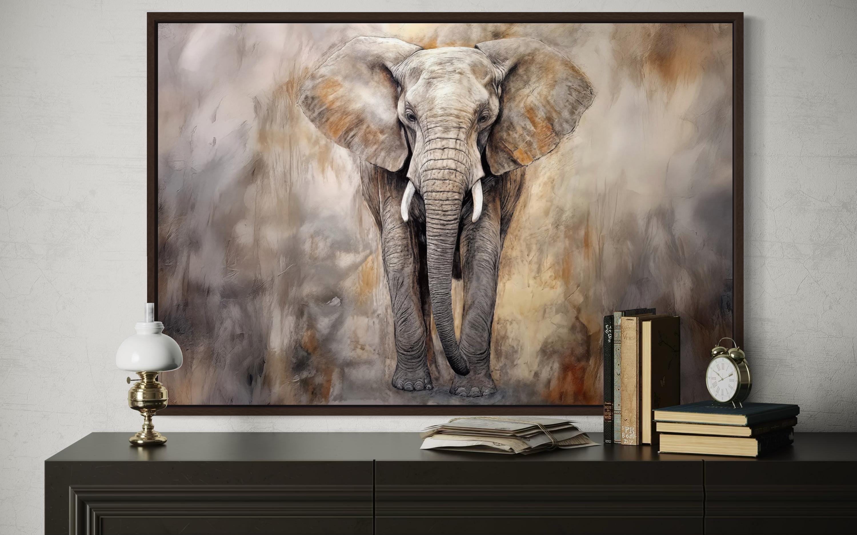 African Elephant Abstract Extra Large Canvas Wall Art