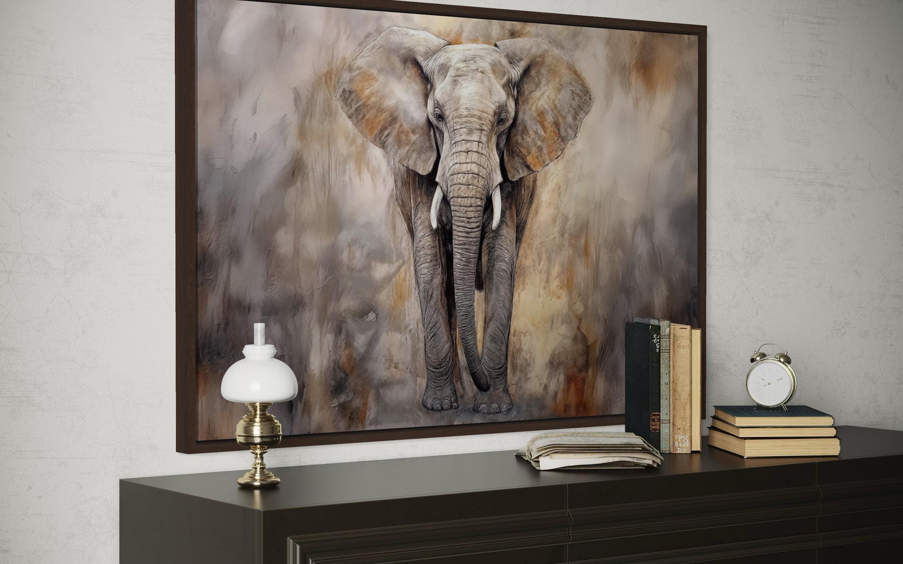 African Elephant Abstract Extra Large Canvas Wall Art