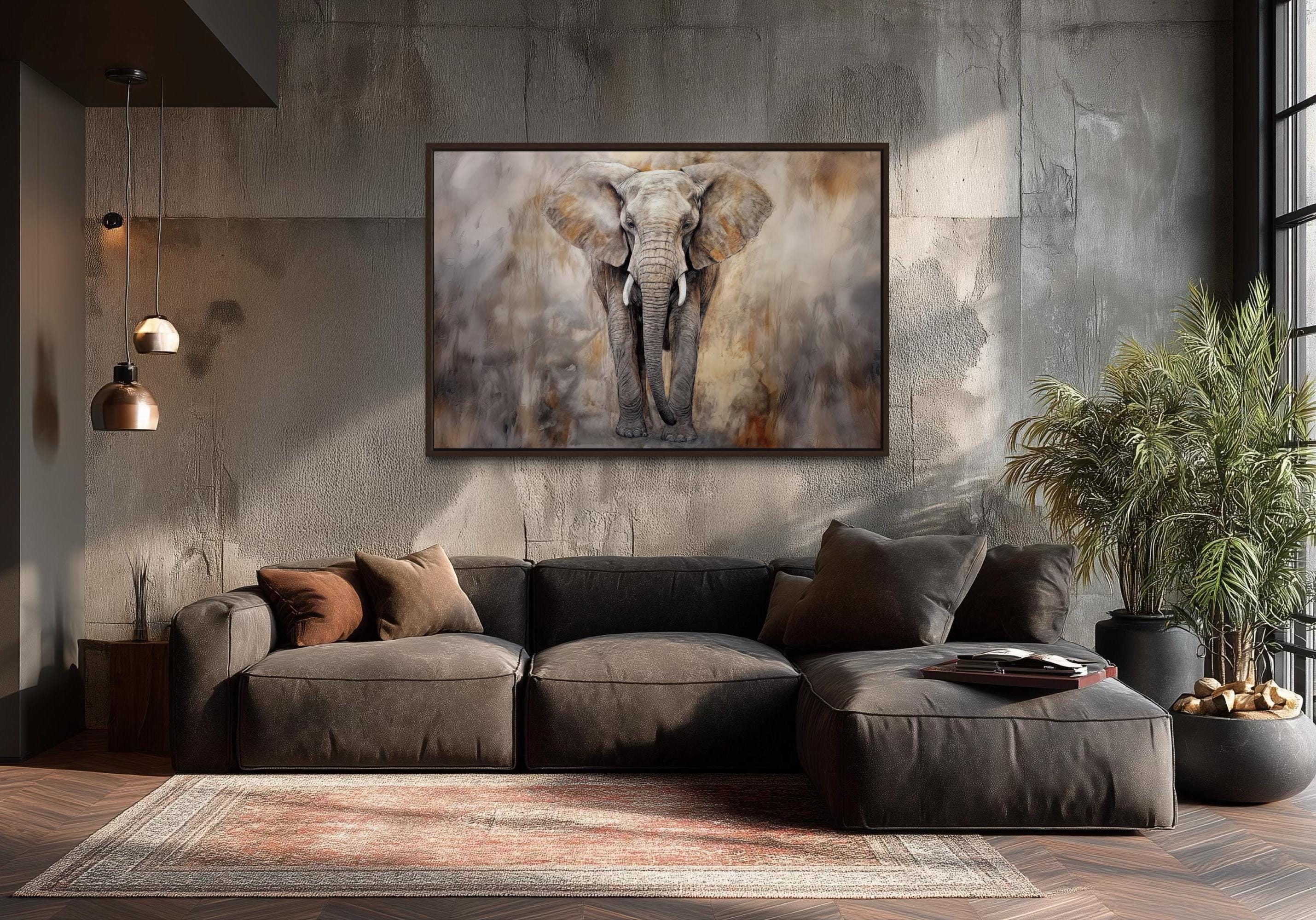 African Elephant Abstract Extra Large Canvas Wall Art