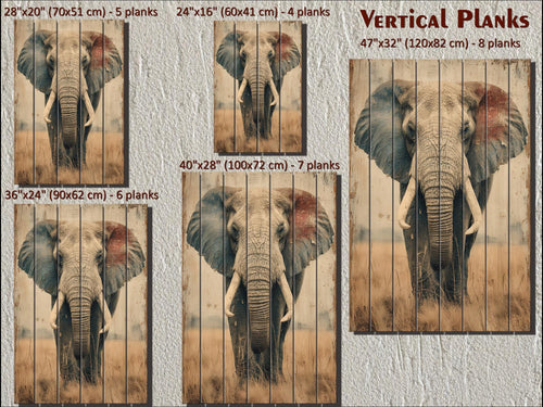 African Elephant Distressed Wood Wall Art  For Man Cave Decor
