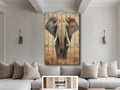 African Elephant Distressed Wood Wall Art  For Man Cave Decor