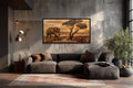 African Elephant Safari And Acacia Tree Canvas Wall Art