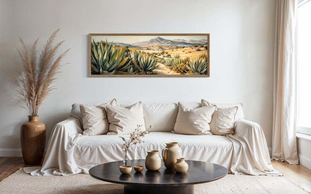 Agave In The Desert Horizontal Southwestern Framed Canvas Wall Art