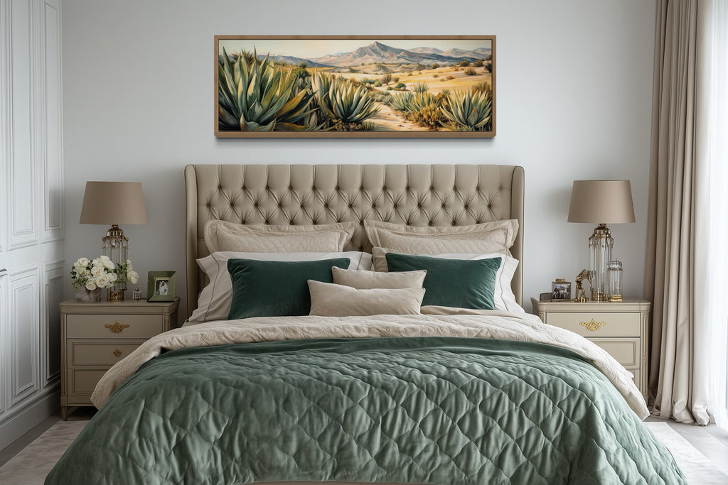Agave In The Desert Horizontal Southwestern Framed Canvas Wall Art