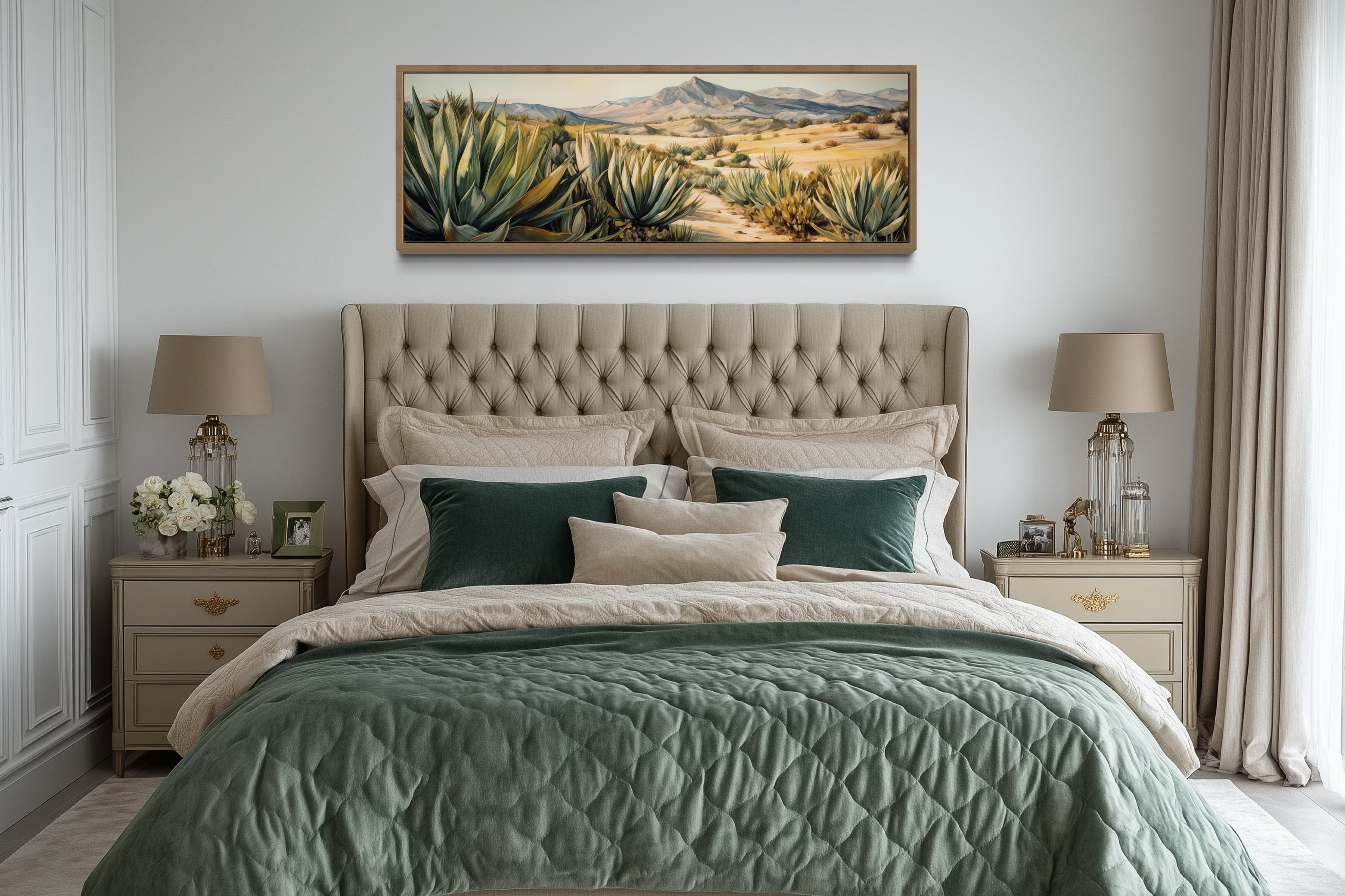 Agave In The Desert Horizontal Southwestern Framed Canvas Wall Art
