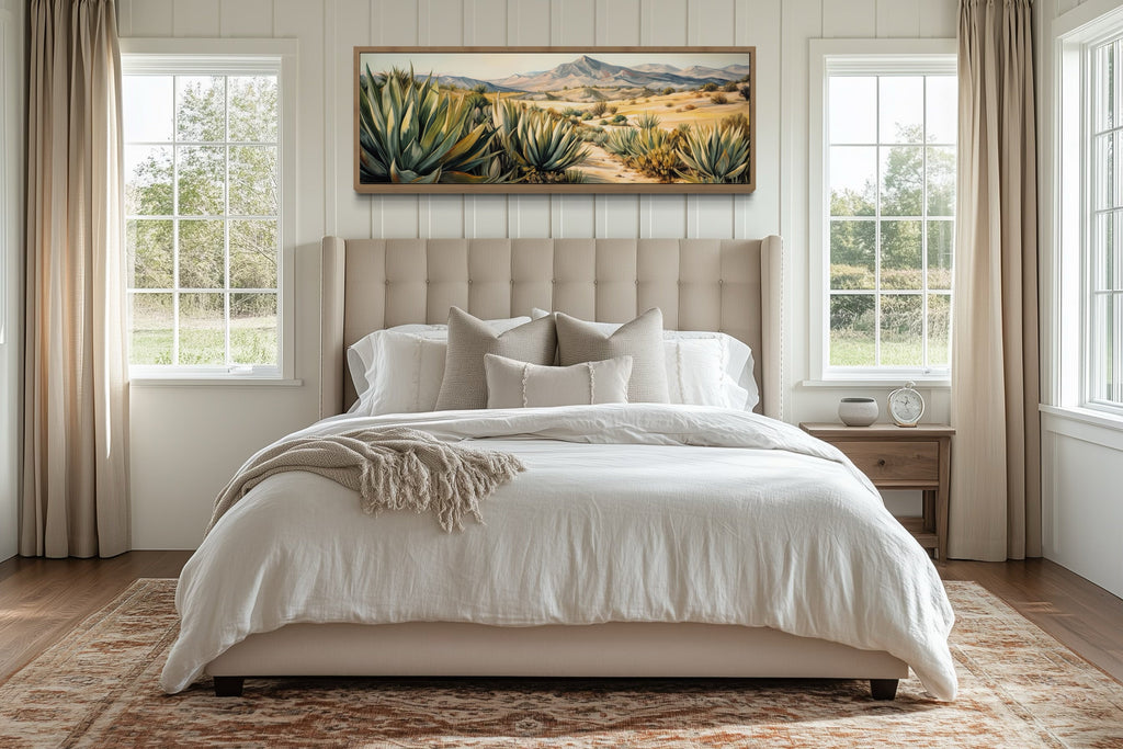 Agave In The Desert Horizontal Southwestern Framed Canvas Wall Art