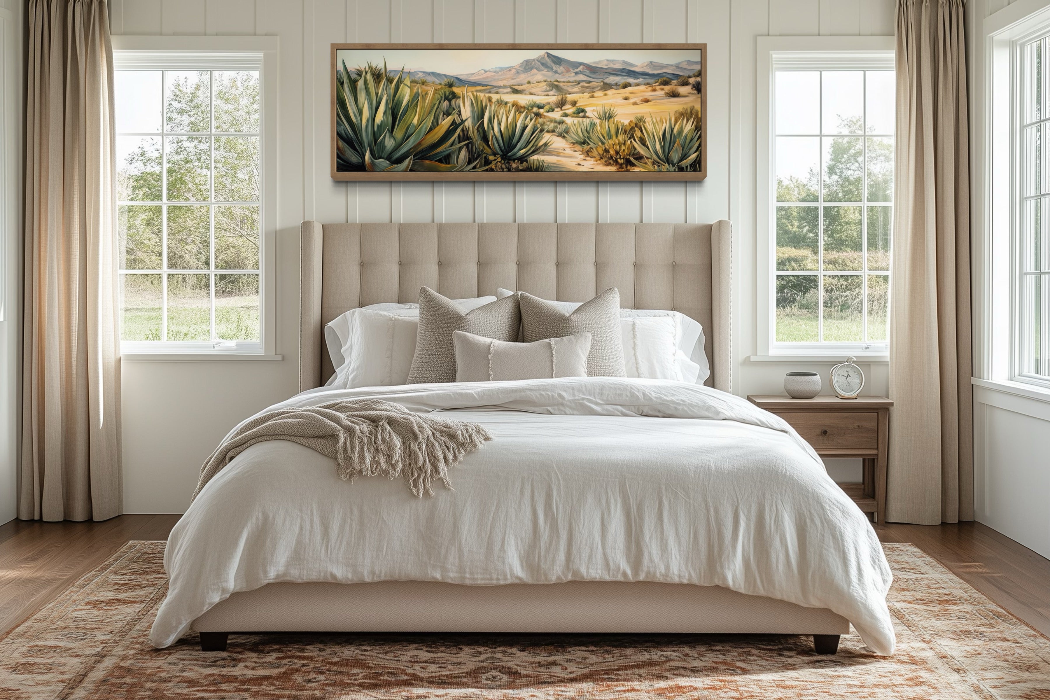 Agave In The Desert Horizontal Southwestern Framed Canvas Wall Art