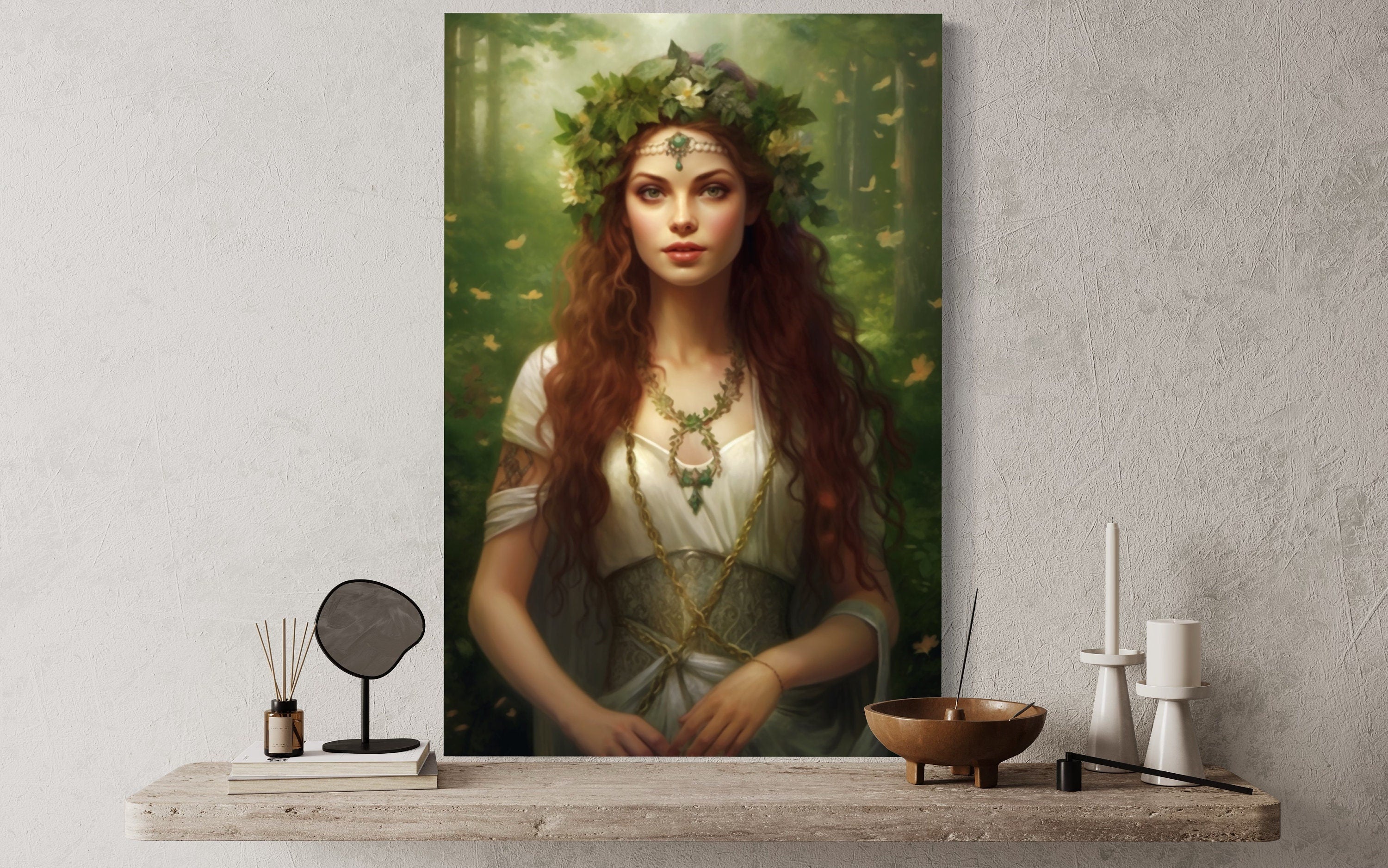 Aine Irish Goddess of  Summer, Wealth and Sovereignty Framed Canvas Wall Art