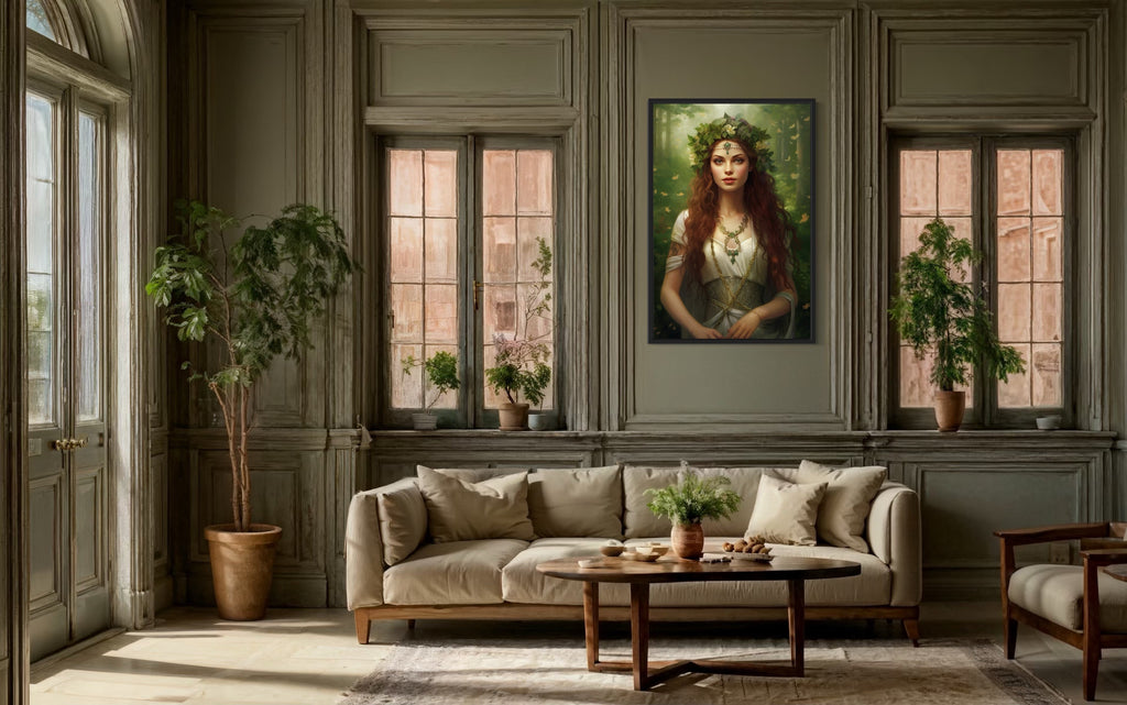 Aine Irish Goddess of  Summer, Wealth and Sovereignty Framed Canvas Wall Art