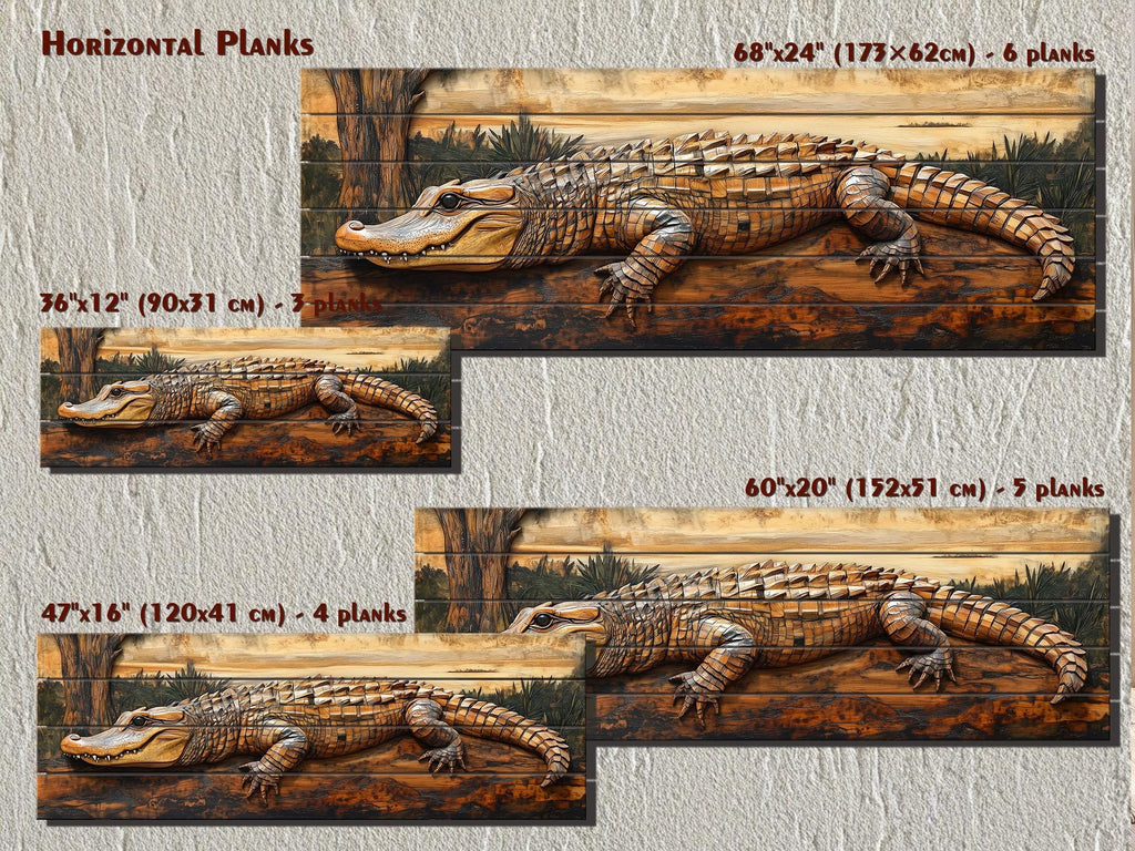 Alligator Rustic Distressed Wood Wall Art | Man Cave Decor