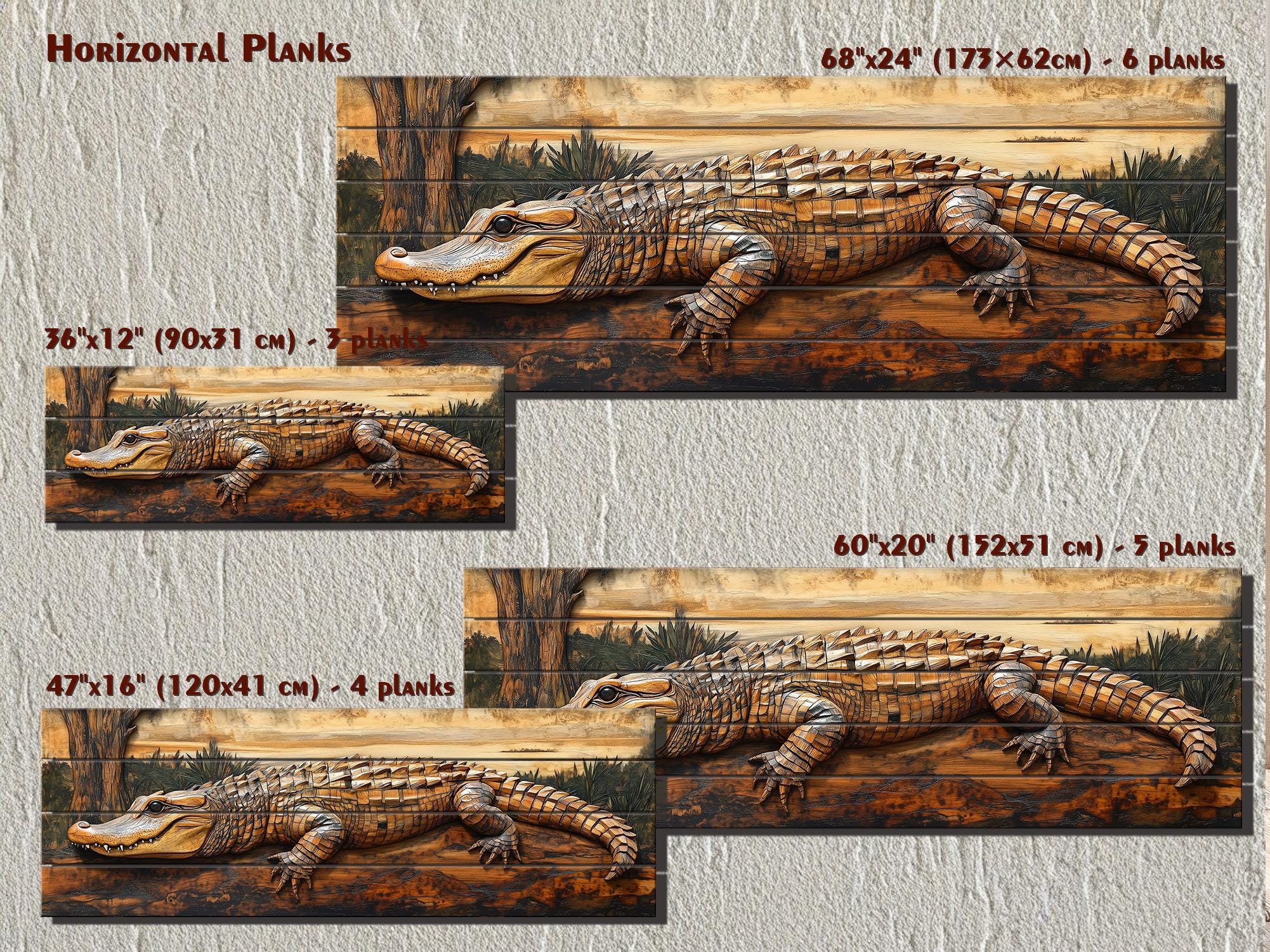 Alligator Rustic Distressed Wood Wall Art | Man Cave Decor
