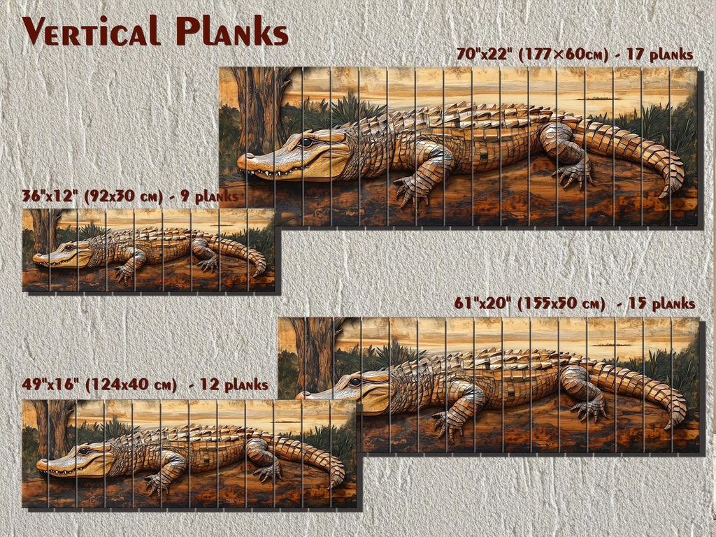 Alligator Rustic Distressed Wood Wall Art | Man Cave Decor