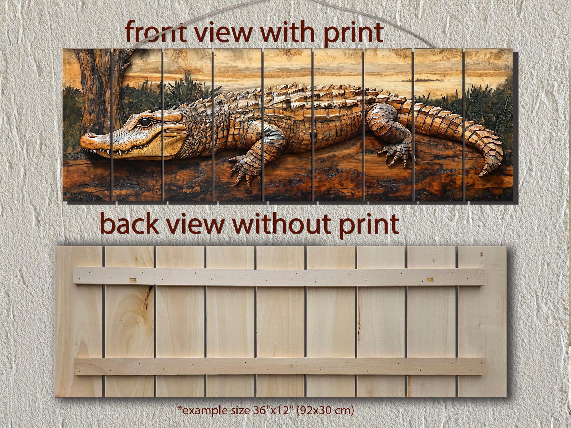 Alligator Rustic Distressed Wood Wall Art | Man Cave Decor