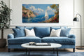 Amalfi Coast With Sail Boat Framed Canvas Wall Art