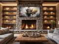 American Bison Abstract Dripping Paint Framed Canvas Wall Art