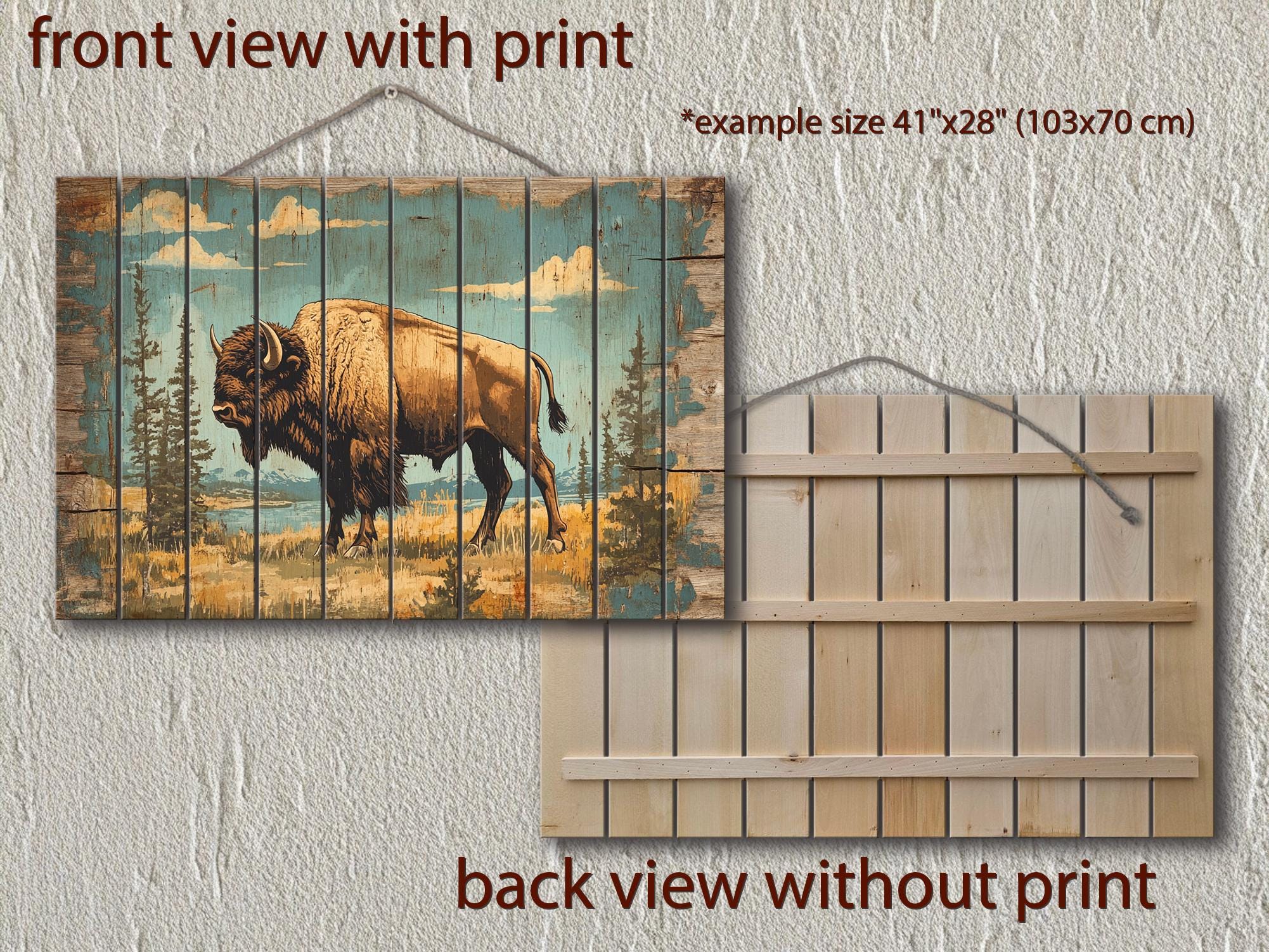 American Bison In Yellowstone National Park Wood Sign Wall Decor