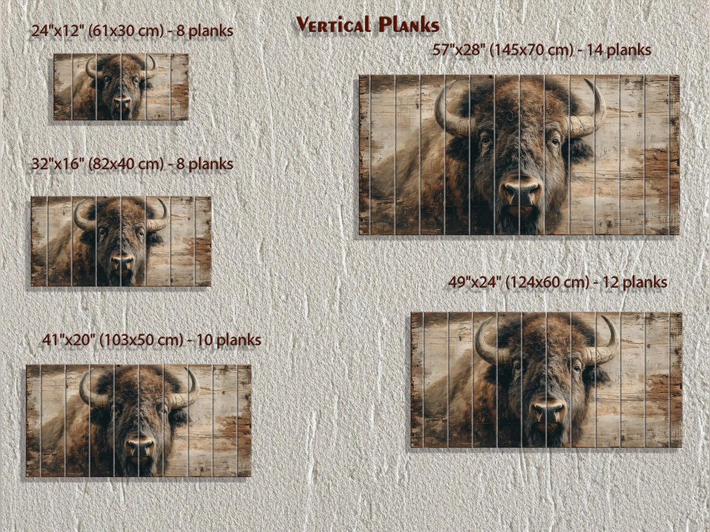 American Bison Portrait Large Horizontal Wood Wall Art For Rustic Western Cabin  Or Man Cave Decor