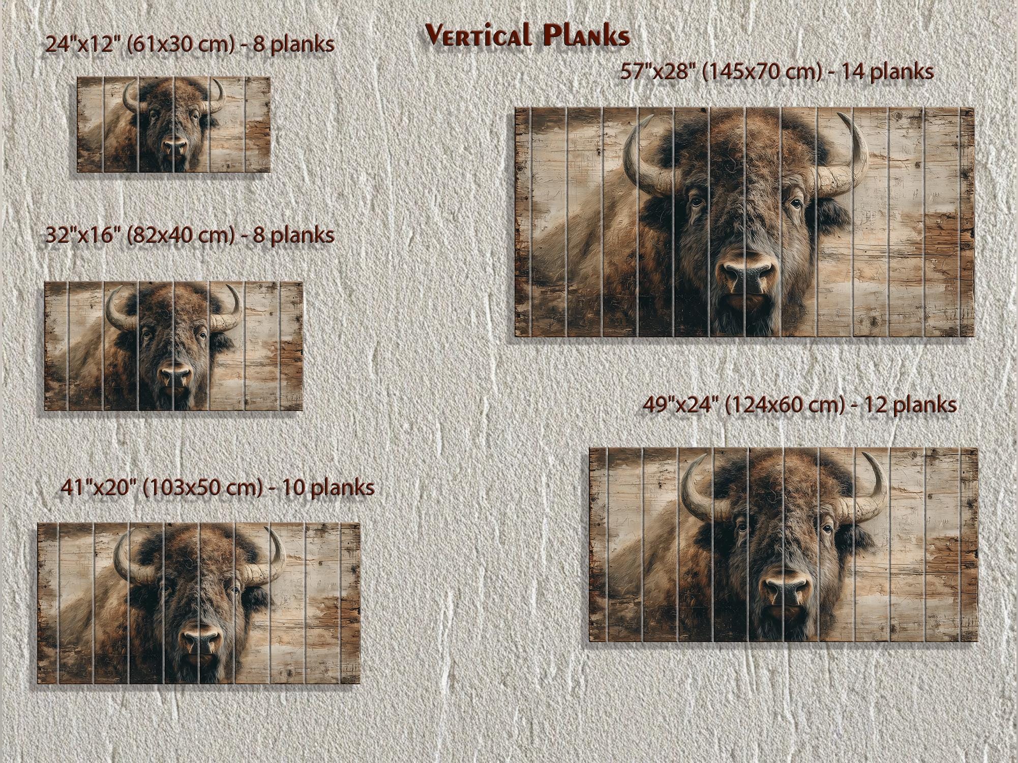 American Bison Portrait Large Horizontal Wood Wall Art For Rustic Western Cabin  Or Man Cave Decor