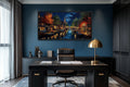 Amsterdam Canal at Night Large Horizontal Canvas Wall Art