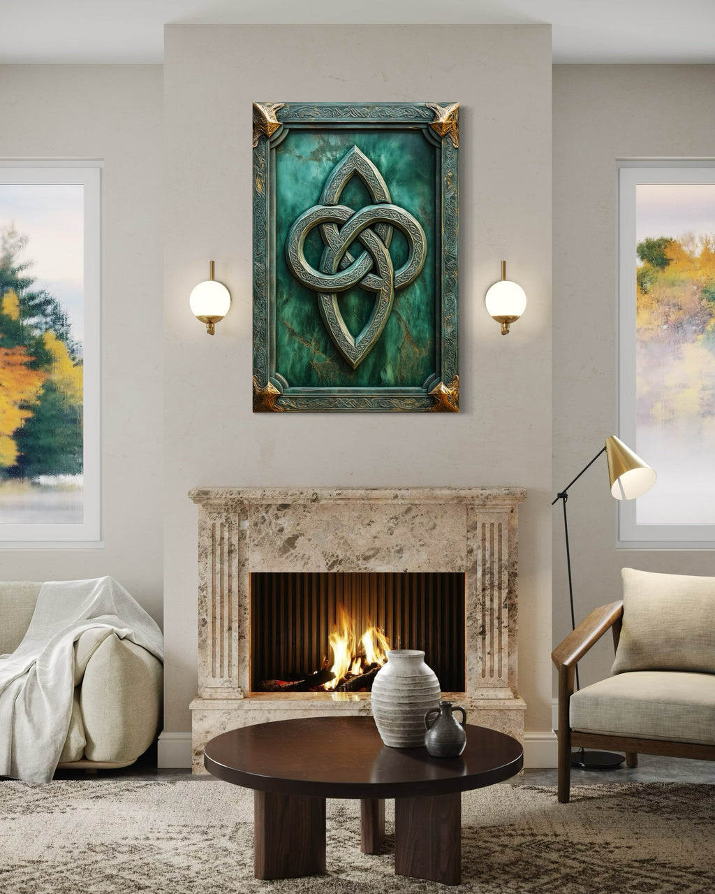 Antique Celtic Knot Framed Canvas Wall Art