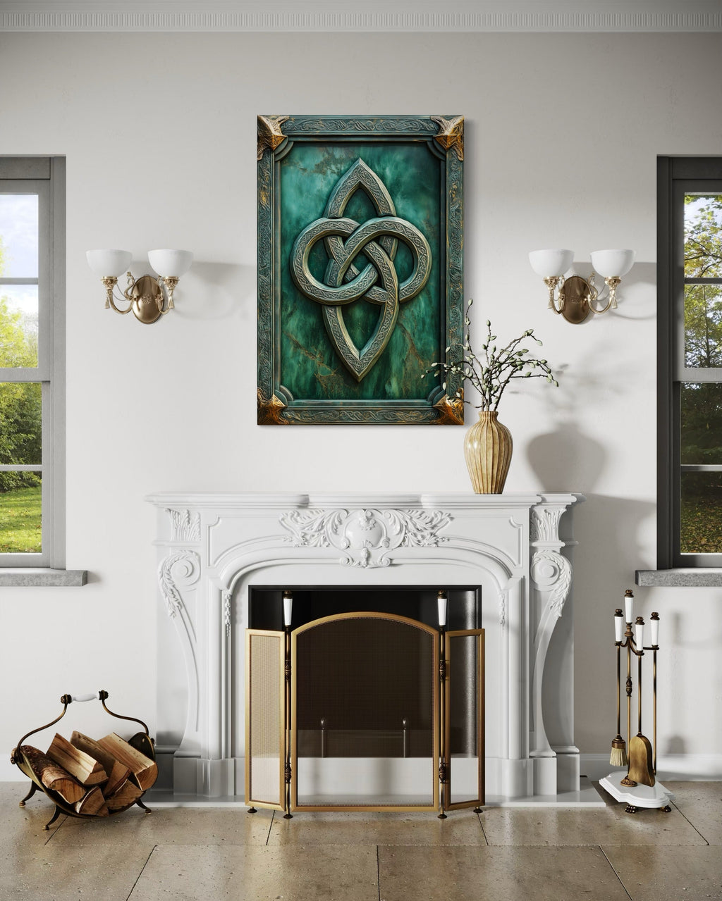 Antique Celtic Knot Framed Canvas Wall Art