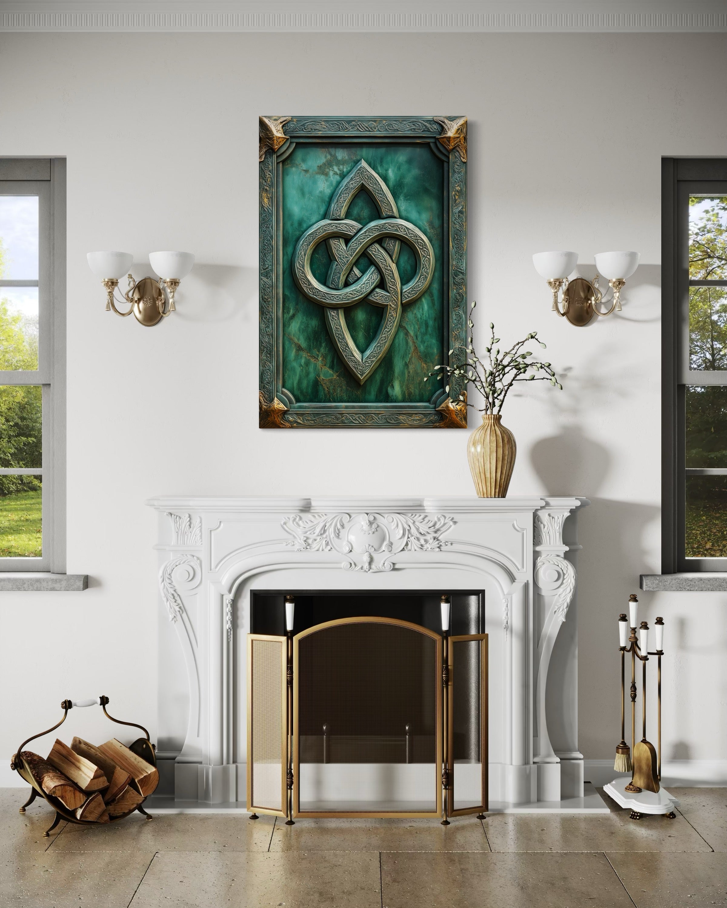 Antique Celtic Knot Framed Canvas Wall Art