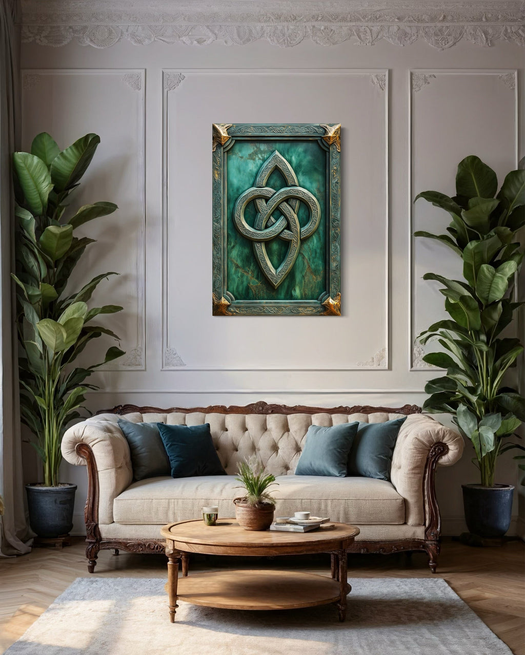 Antique Celtic Knot Framed Canvas Wall Art