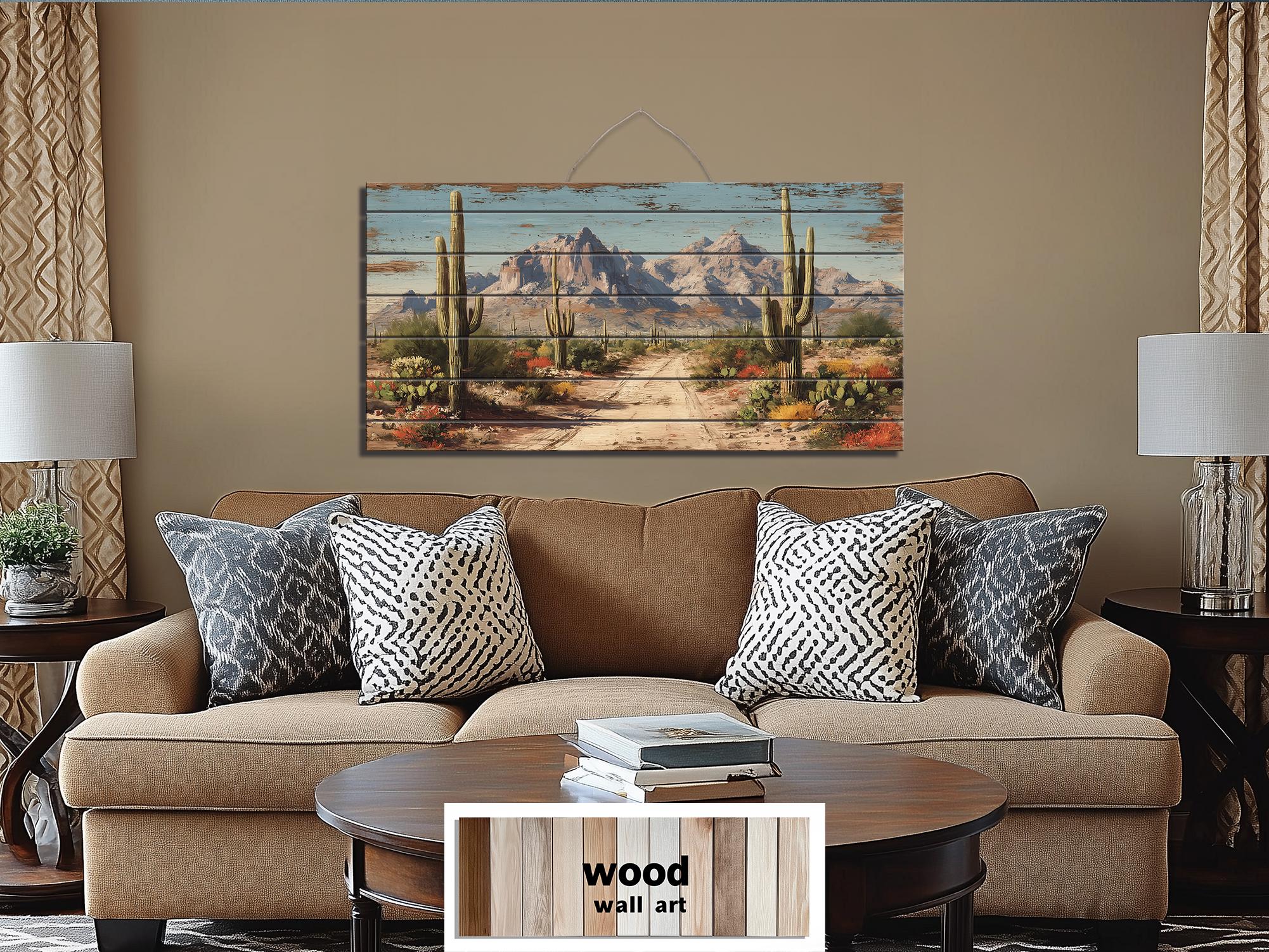 Arizona Desert Distressed Wood Wall Art