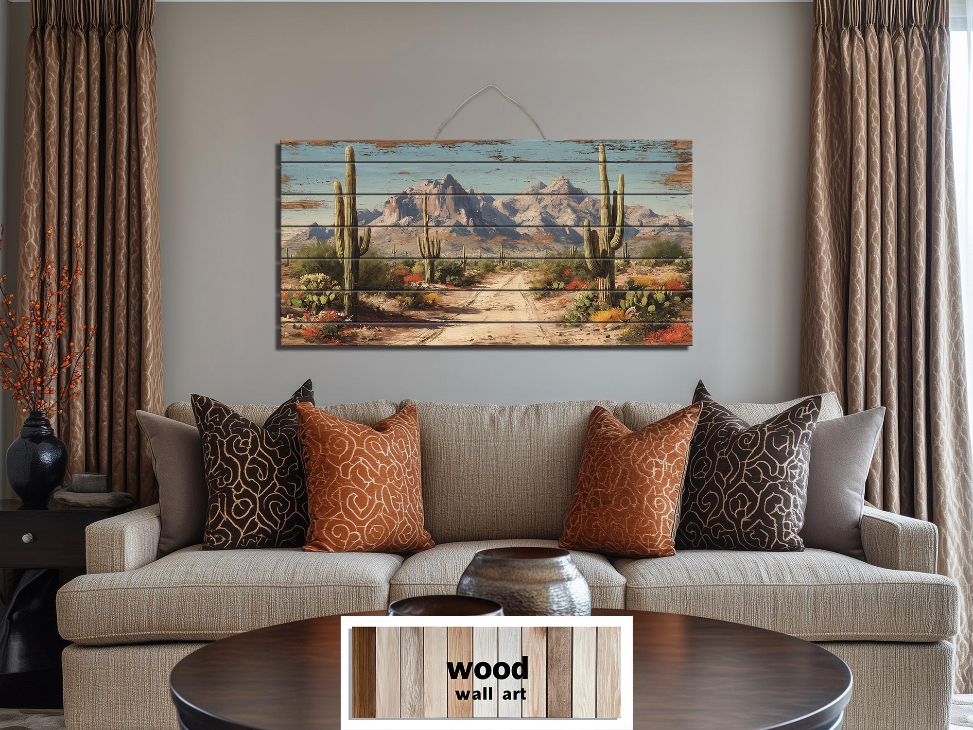 Arizona Desert Distressed Wood Wall Art
