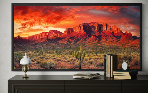 Arizona Desert Landscape At Sunset Framed Canvas Wall Art