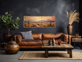 Arizona Desert Landscape At Sunset Long Horizontal Framed Canvas Wall Art
