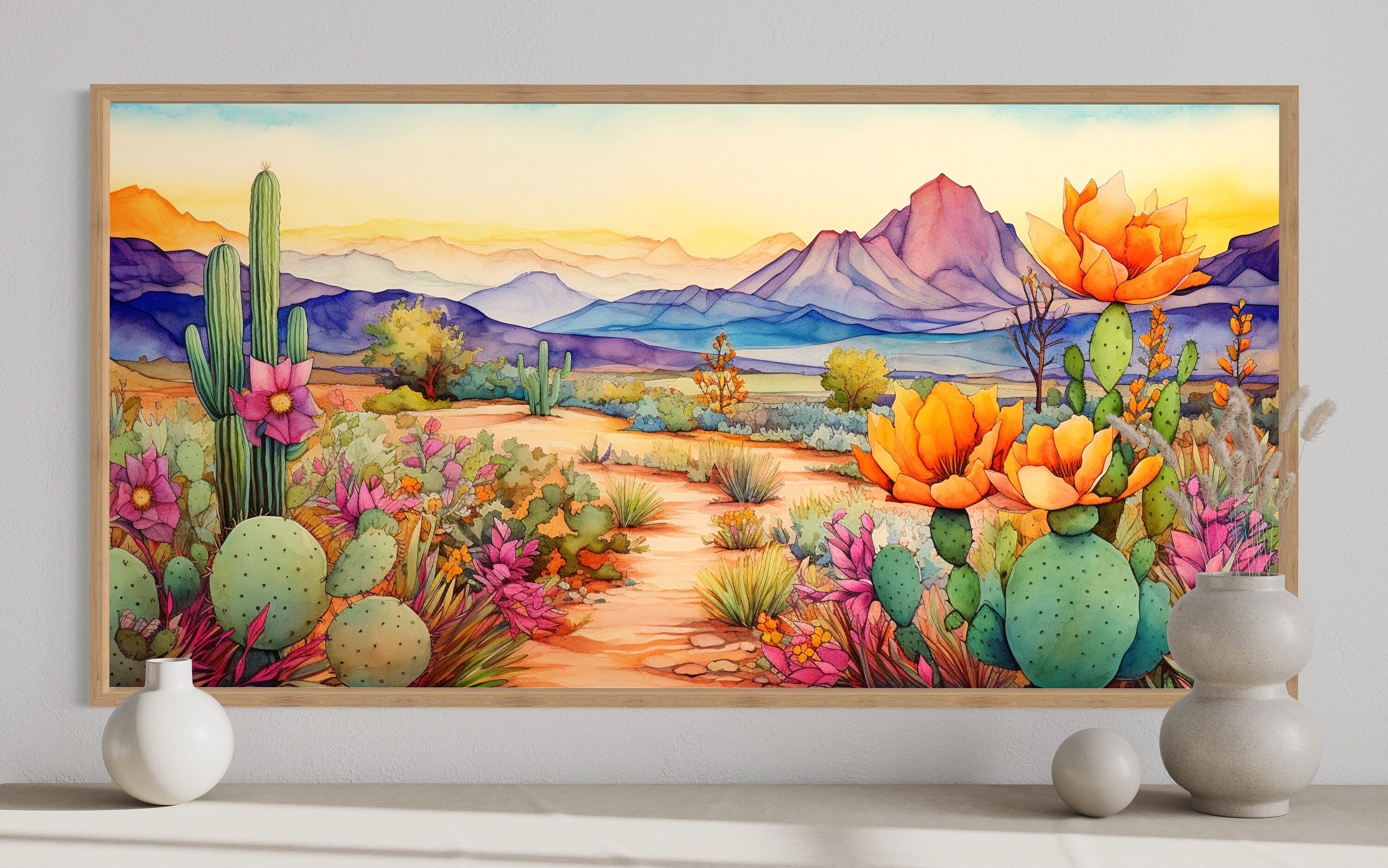 Arizona Desert Wall Art - Colorful Southwestern Canvas Print | Framed Desert Painting