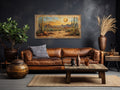 Arizona Desert With Cacti Vintage Rustic Canvas Wall Art