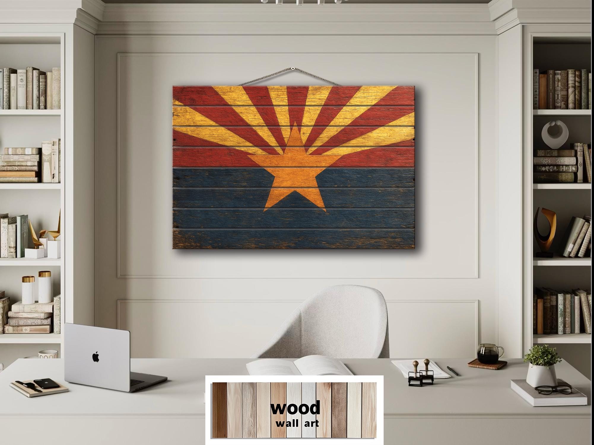 Arizona Flag Distressed Wood Wall Art