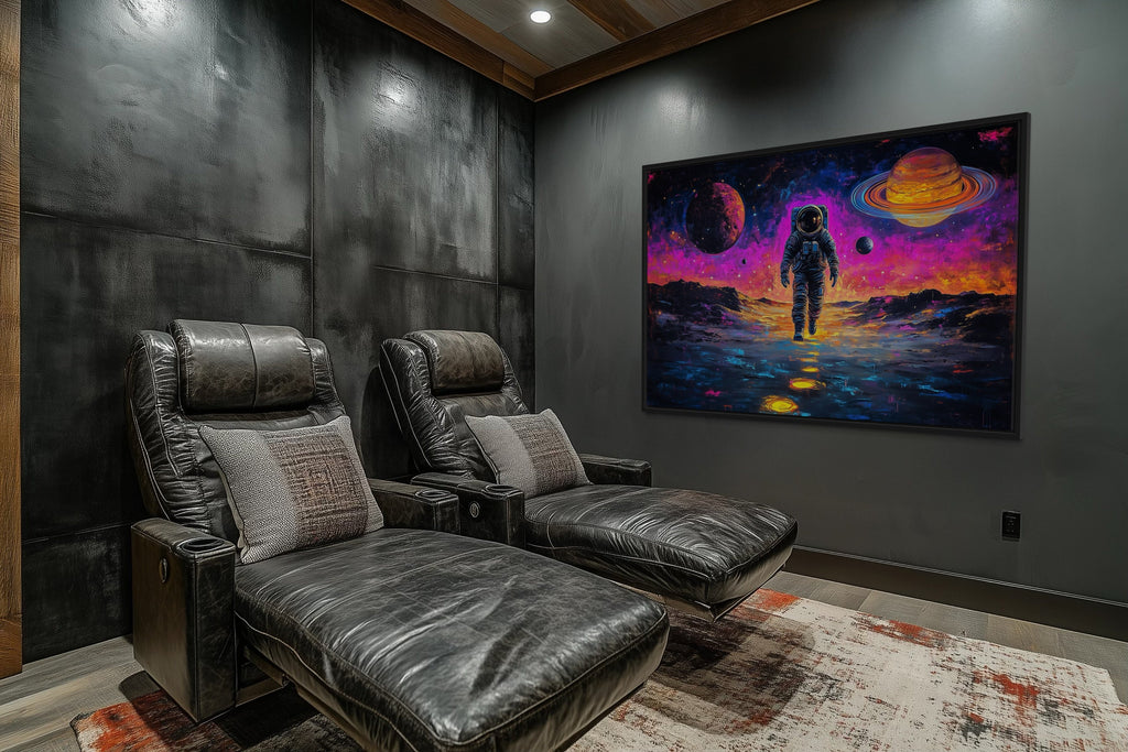 Astronaut On Alien Planet In Space Framed Sci Fi Canvas Wall Art