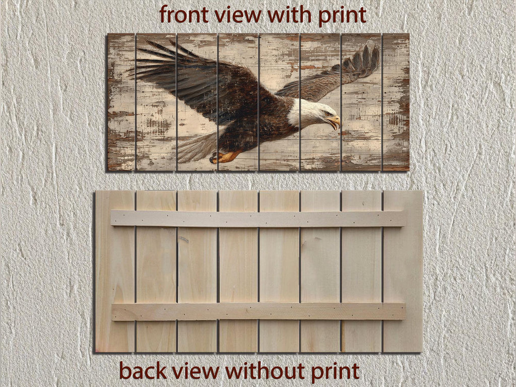 Bald Eagle Wall Art - Rustic Distressed Wood Sign | Patriotic Wildlife Print