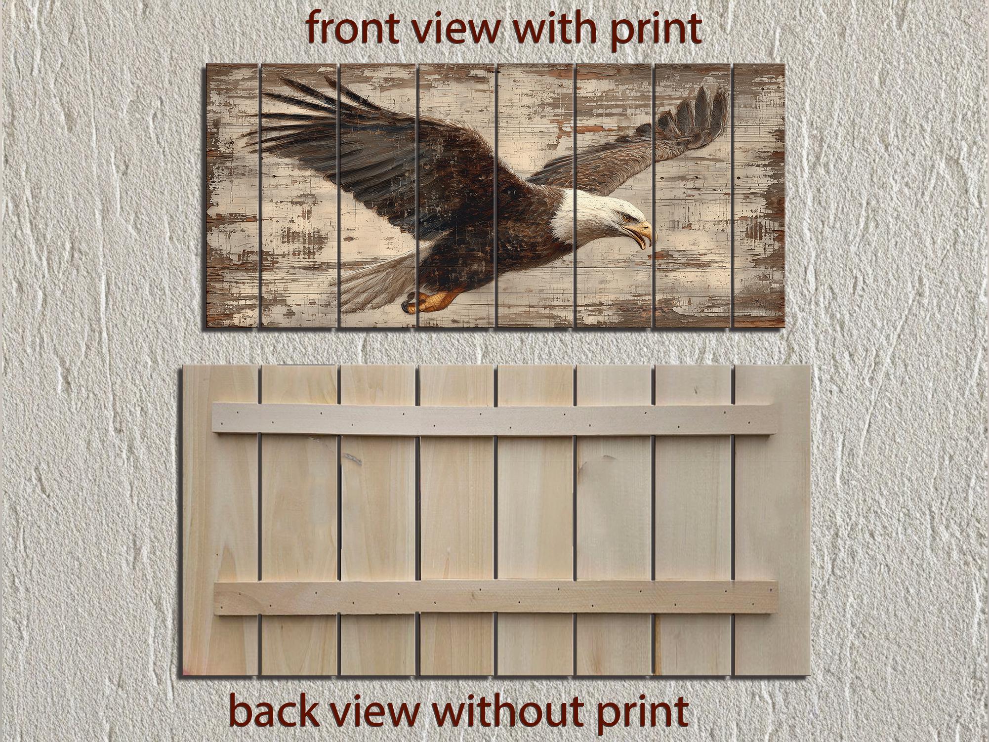 Bald Eagle Wall Art - Rustic Distressed Wood Sign | Patriotic Wildlife Print