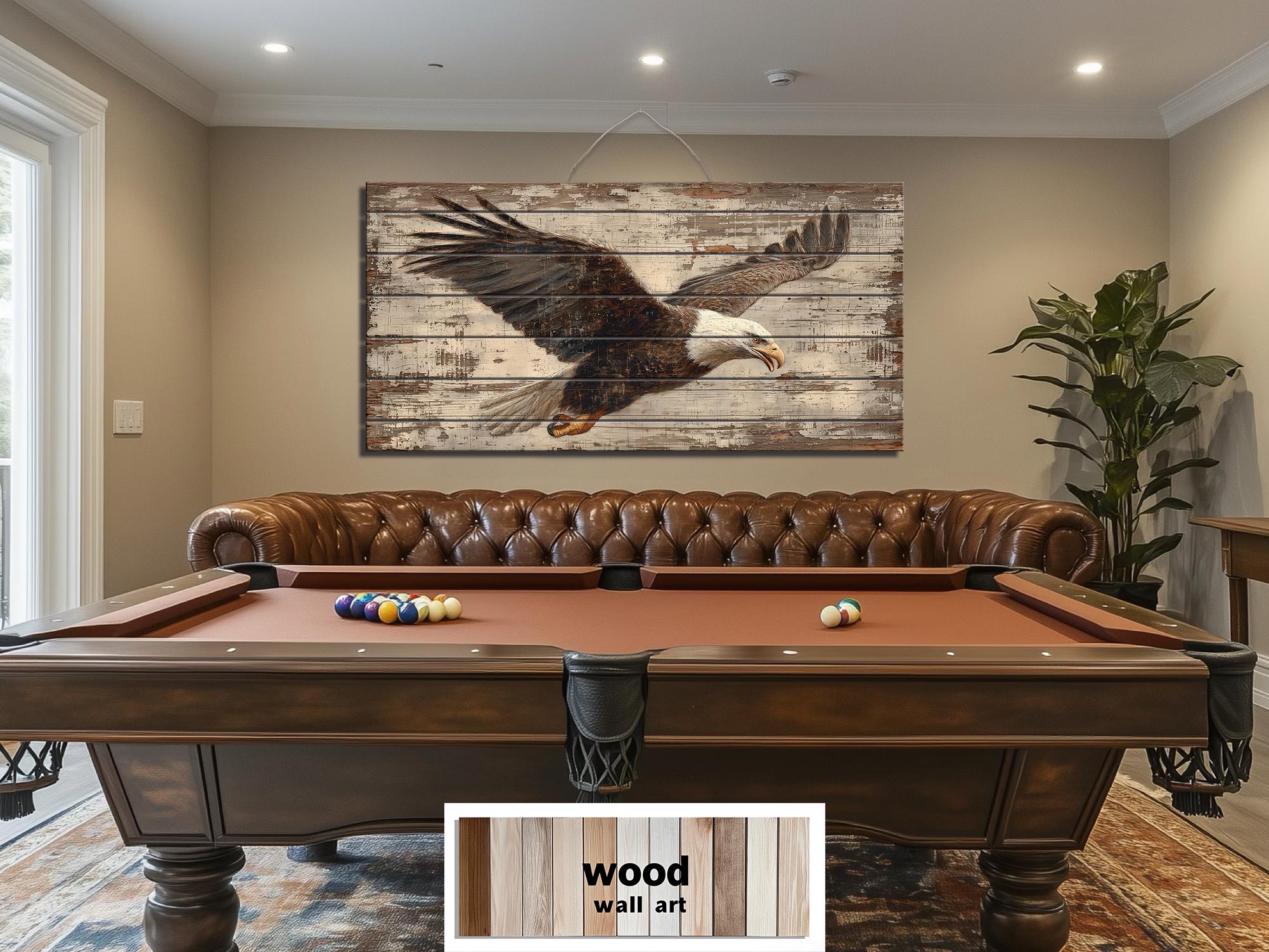 Bald Eagle Wall Art - Rustic Distressed Wood Sign | Patriotic Wildlife Print