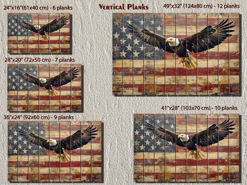 Bald Eagle and American Flag Wood Sign – Rustic Patriotic Real Wood Wall Art